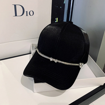 Tide brand hat female spring and summer Silk Light rhinestone simple baseball cap thin sunscreen cap Korean version Sun Cap