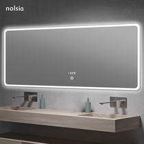 Mirror with lamp wall hanging smart bathroom mirror waterproof safety lid mirror bathroom mirror wall simple makeup mirror