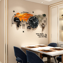 Creative personality Nordic map clock wall clock living room Nordic light luxury hanging wall modern home fashion net red clock