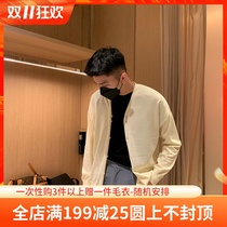 BROTHER new autumn mens thin knitted cardigan 21 Korean light ripe fashion cotton thread sweater coat tide