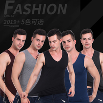 Mens traceless and velvety warm vest mens winter plus suede thickened inner wearing kampagne mens close-fitting dush undershirt