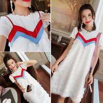 Pregnant woman summer clothing suit 2022 new big code in long style dress with dress two sets of gestation women in summer cake dresses