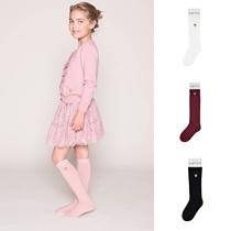 Dads home spot angels face new girl bow versatile solid color midline socks af