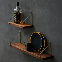 Solid wood rack Wall non-perforated wall toilet wash table light luxury storage rack towel rack kitchen hanging rod