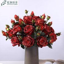 Roseflower emulation Flower 2021 new living room light and luxurious fake floral swing pieces dry flower bouquet table European-style vases