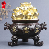 Ebony wood carving cornucopia ornaments real mahogany gold ingobo mascot office feng shui opening craft gift