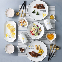 Thai nostalgia Western tableware Steak knife and fork plate set Dish set Household plate combination Western plate 546