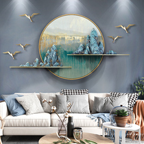 New Chinese living room sofa background wall decoration light and luxury mountain water hanging painting gateway restaurant wall decoration 3D wall mural