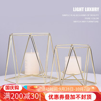 Nordic ins gold geometric plating Candlestick ornament ornaments candle holder romantic candlelight dinner props
