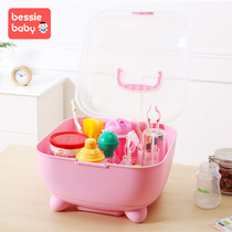 Baby Bottle Storage Box Large Baby Cutlery Tidy Storage Drain with Cover Dust Free Drying Rack Powder Box