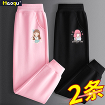 Girls spring and autumn pants 2021 new loose Korean trousers Western style girls children middle and large children cotton tide childrens pants