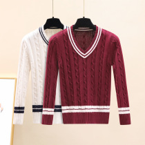 9 Spring and Autumn Winter 15 years old 3 primary and secondary school students long sleeve sweater White 11 boys and girls children V collar cotton sweater