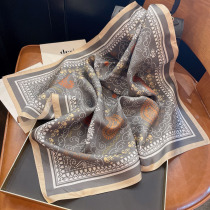Temperament simple silk scarf 100% mulberry silk Chinese square scarf spring and autumn thin section national wind small scarf gift mother