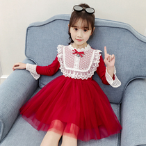 Girls dress dress Long sleeves Spring dress 2020 new Academy Wind Girl princess dresses Skirt Spring Autumn Season Baby Mesh Yarn Dresses