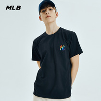 MLB official male and female couple T-shirts NY Rainbow short-sleeved loose sports fashion 100 new spring and summer TSR1
