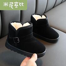 2021 Winter new childrens snow boots girls cotton shoes thick plus velvet baby warm shoes boys short boots