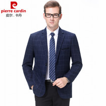 Pierre Cardins new business plaid wool suit Casual middle-aged single suit two buckles without split mens coat