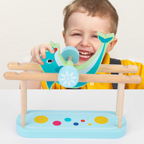 Young children folded music blocks balance toys pitched with parent-child stacking high circus rolling flying simple parent-child