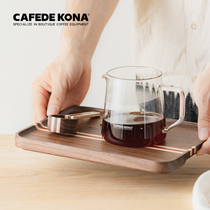 Cafde KONA black walnut wooden tray hand brewed coffee kit rectangular solid wood tea tray