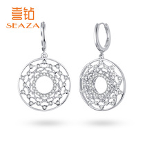 Happy Diamond White 18K gold diamond earrings female fashion lace hollow diamond earrings boutique new products