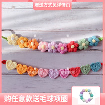 Rainbow flower peach heart cat collar collar Dog neck ring Photo decoration wool knitting diy garland neck cover