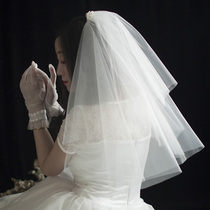 Jijia original Yu Lei bride pearl small veil Retro small crown license imported pearl veil
