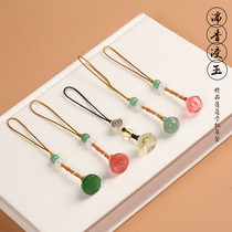 Jade small Lotus mobile phone pendant agate Hanfu cheongsam hanging key chain pendant flap bag hanging fan