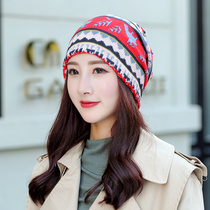 Cap Woman Han Edition Tide Autumn Winter Baotou Cap Sleeping Hat Circumference neck jacket Dual-purpose winter lunar subcap with large head surrounding Chauzama