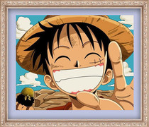 Boutique one piece straw hat Luffy cross stitch cartoon animation animated characters cute embroidery diamond painting hanging painting