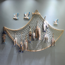 Retro decorative fish skewers woody Mediterranean style fish sculpture fish sculpture fish hanging parts on the wall of the fishing net