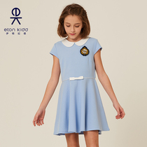 Eaton Gide Solid Color Dress Childrens Dress Princess Dress Summer 2021 New Girl Doll Collar Multi-color optional
