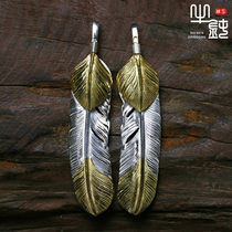 Bull blunt precious gold feather pendant 925 silver 18K gold rewound special silver accessories silver decoration