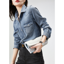 MIJOR (this is a Leselle soft touch classic light blue denim shirt female blouse 2022 spring