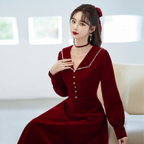 Long sleeve toast to the bride 2022 new summer fugitive princess Xianthin wedding gown dress lady velvet back door suit