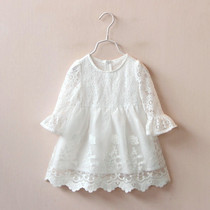 Dress Girls Princess Skirt Hollow Children Lace Dress Baby Dress Spring and Autumn Korean New 0102