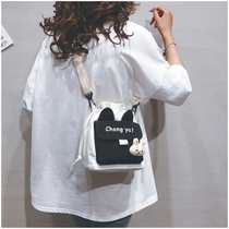 Cute Packet Bag 2020 New South Korea Ins Day Department Original Canvas Slanted Satchel Schoolgirl Single Shoulder Bucket Bag