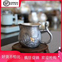 Old gilt orchid public cup tea filter set S999 sterling silver handmade tea tea tea tea set kung fu tea set