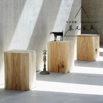 Wooden pier solid wood mound folk sleeping swing piece bed head cabinet solid wood tea table tea table with bench bench log tree stumps wood stools