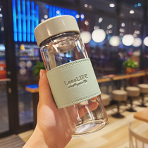 Minimalist anti-bronzing wineglass cups High face value water glasses Women Summer students portable cups with tea sepal frescoes