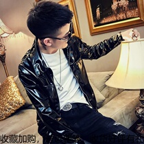 Autumn locomotive leather clothing mens slim trend Korean casual jacket Net red spirit guy clothes bright coat