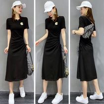 Eurostock Black Short Sleeves Dress Dress Woman Summer Dress 2022 New Fashion Foreign Air Display Slim Striped Temperament Long Dress