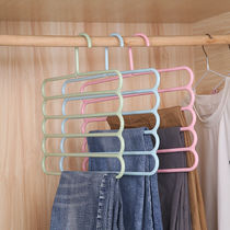 Five-layer trouser rack Multi-layer household trouser clip wardrobe hanger hanging towel scarf storage multi-function magic skirt rack to dry