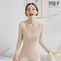 Large round collar incognito De Velvet heating warm underwear womens cotton sweater base autumn clothes autumn pants Low collar thickened and thin velvet