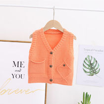 Pure Hand Woven Children Sweater Vest Woman 2022 Summer New Baby Knitted Sweatshirt Waistcoat waistcoat Waistcoat Tide