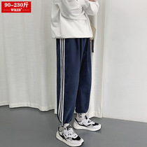 Fat mm casual sweatpants womens loose feet 2020 new fat plus size womens straight thin wide leg pants