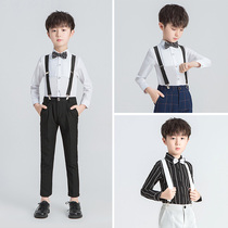 Kids strappy pants summer show trousers boys long pants dress spring and autumn set black suit pants elastic waist pants