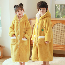 Childrens robes Boy Bathroom Coral Velvet Girl Long Fall Winter Flavour Winter Hardware Clothes