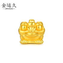 3D hard Gold Gold three-legged golden toad transfer beads 999 full gold Zucai Nafu toad road road gold bracelet beaded