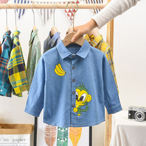 Boys spring shirt 2020 spring and autumn new Korean version of stand-up collar plaid top for children