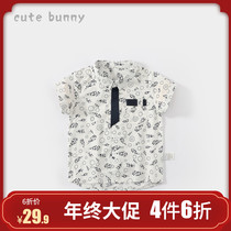 cutebunny baby summer 1-3 year old boy short sleeve shirt foreign style baby cotton shirt thin coat tide